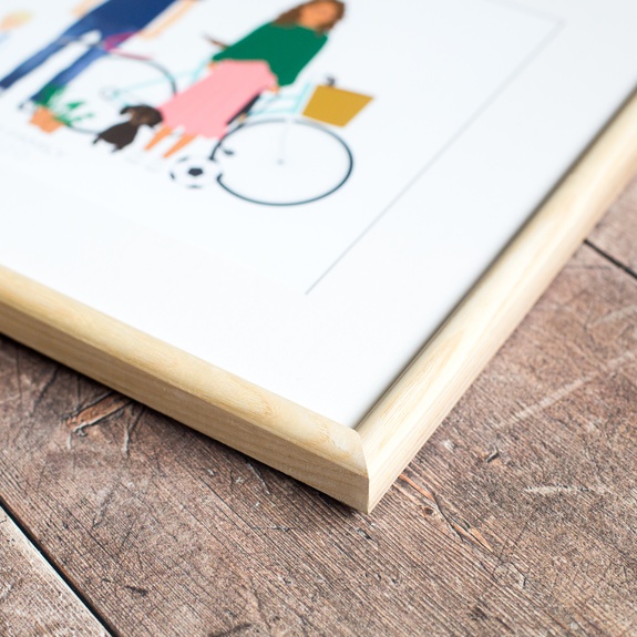 A3 Natural Wood Frame Little Florence Personalised Art for the Family
