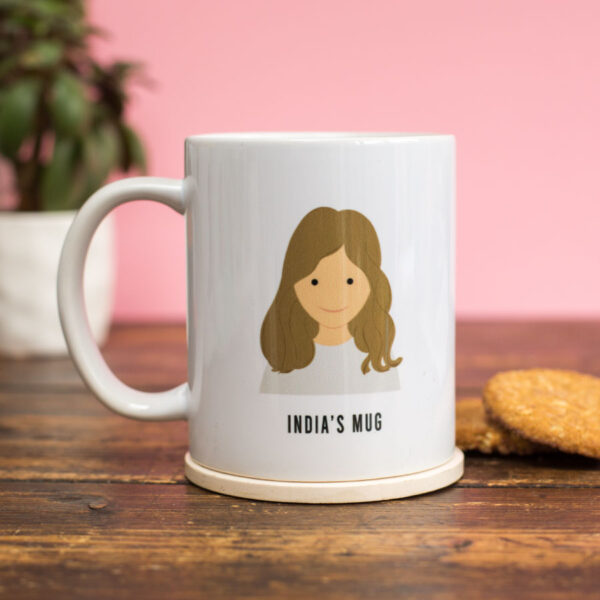 Mug with an illustration of a person